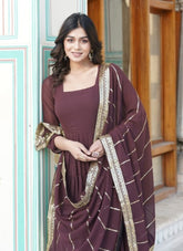 Sequence Designer Gown in Coffee Colour